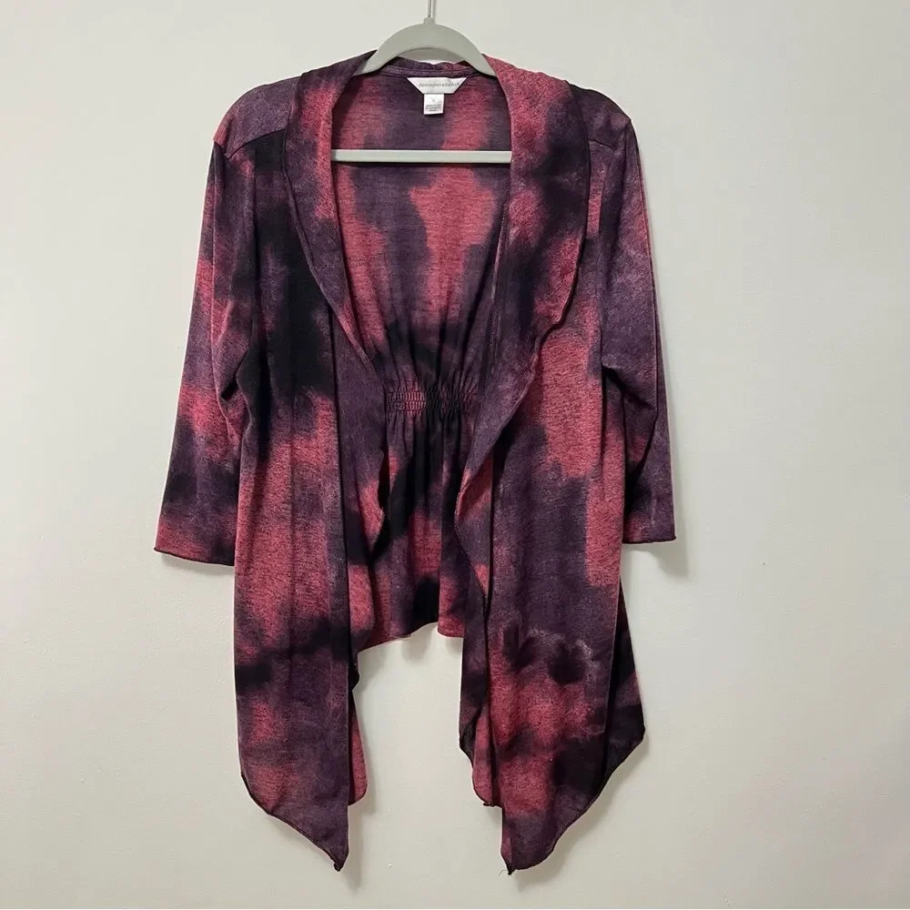 Christopher & Banks Womens Open Front Ruffle Cardigan Size XL Maroon Whimsigoth